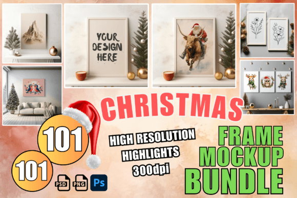 Download Christmas Frame Mockup PSD Canvas&nbsp; - Premium Bundle
