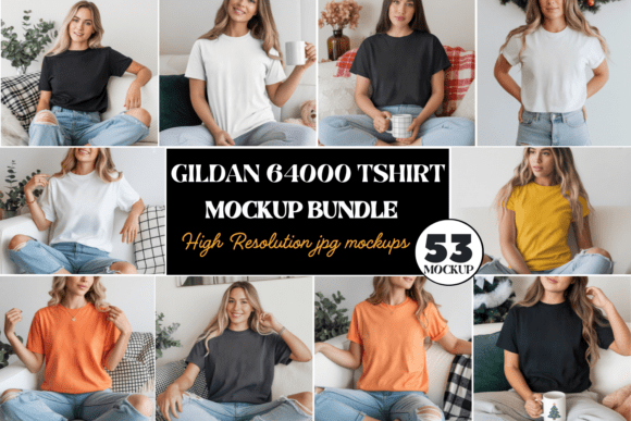 Download Gildan 64000 Tshirt Mockups Bundle - Mockups Collection