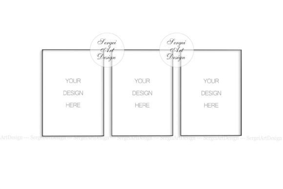Download A4 A3 A2 Set of 3 Black Frames Mockup - Premium Bundle
