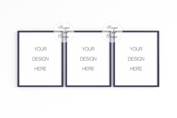 Download Digital Set of 3 Black Frame Mockup, PSD - Premium Bundle